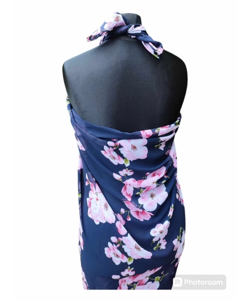 Duża sukienka plażowa - eleganckie PAREO XXL szyfon różowa orchidea